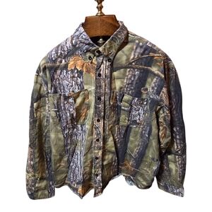 Longleaf Woodland Camo Camouflage Button Shirt Size 2XL
